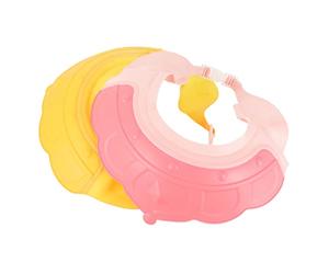 GALPADA Lot De 2 Bonnets De Bain Bébé En Silicone Protection Oreilles Et Yeux Ajustable Étanche Rose Et Jaune Pour Bain Adapté Tout-petits Couvercle De Lavage Cheveux Garçon Et Filles