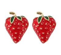 GALPADA Lot de 2 boucles d'oreilles en forme de fraise - Boucles d'oreilles coréennes en zircone cubique - Boucles d'oreilles en zircone cubique rouge - Aiguille en argent S925, Mittel, Corne, Pas de