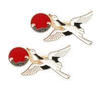 GALPADA Lot de 2 Broches Cigogne Chinoises en Alliage Blanc Accessoires Vestimentaires Rétro pour Costume et Vêtements Femme Épingles de Poitrine Décoratives pour Fêtes et Cosplay
