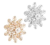 GALPADA Lot de 2 Broches Flocon de Neige en Perles et Cristaux, Épingles Décoratives pour Femmes, Accessoires pour Robes, Pulls et Châles, Présent Noël, Bijoux Hivernaux Polyvalents,