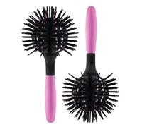 GALPADA Lot de 2 Brosses 3D Rondes Démêlantes pour Cheveux Bouclés Peignes Multifonctionnels à Massage du Cuir Chevelu Résistantes à Haute Température pour Brushing et Coiffage Voyage