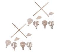 GALPADA Lot de 2 Carillons Éoliens en Bois Naturel de Montgolfière, Décorations Suspendues pour Chambre D’garçon et Filles, Accessoires Photo pour Bébé, Jouets Sensoriels Apaisants