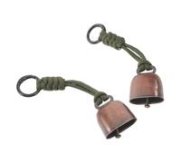 GALPADA Lot de 2 Clochettes Anti-Ours en Laiton Rouge Antique avec Corde Militaire Verte, Cloche Extérieure Puissante pour Randonnée, Camping, Cyclisme et Protection Faune, Dimensions
