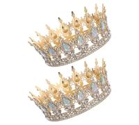 GALPADA Lot de 2 Couronnes de Mariée Dorées Strass en Goutte d'Eau Diadèmes Princesse Élégants pour Cérémonie Accessoire Coiffure Mariage et Bal Bandeaux Cheveux Femme et Fille