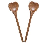 GALPADA Lot de 2 Cuillères en Bois Forme Cœur, Multi-usages Prise Confortable, Ustensiles Élégants Cuisine, pour Mélanger, Salade et Dessert