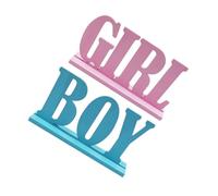 GALPADA Lot de 2 Décorations en Bois pour Révélation de Genre Bébé Ornement Shower Naturel Décoration Fête 100 Jours Garçon Fille Accessoire Bois Solide et Élégant