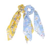 GALPADA Lot de 2 Élastiques à Cheveux Couvre-chefs Décoratifs en Mousseline, Taille Unique, Imprimés Fleur Orchidée Bleu Ciel et Jaune Gingembre, pour Femmes, Usage Quotidien et Coiffures