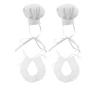 GALPADA Lot de 2 Mini Chapeaux de Chef Blancs et Foulard - Couvre-Chefs et écharpe Miniatures avec Bandes réglables pour poupées en Peluche de 10 à 15 cm. Cuisine de Maison de poupée.