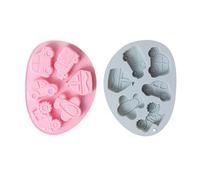 GALPADA Lot de 2 Moules à Gâteau en Silicone Gris, 6 Formes de Véhicules 3d, Moule à Chocolat et Bonbons Antiadhésif, Résistant la Chaleur, pour Pâtisserie Maison et Décorations