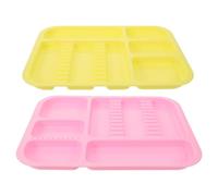 GALPADA Lot de 2 Plateaux d'Instruments en Plastique Rigide, Divisés Compartiments, Transportables pour Procédures Dentaires et Soins Buccaux