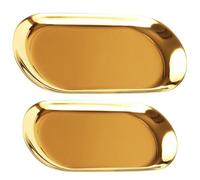 GALPADA Lot de 2 Plateaux Ovales Dorés en Acier Inoxydable Petit et Grand Format Plateaux de Rangement Multifonctions pour Fruits Bijoux et Décoration Intérieure Plateau Vanité