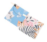 GALPADA Lot de 2 Pochettes Menstruelles Portables pour Filles Paquet à Règles Grosse Capacité en Tissu Décoratif Bleu Motif Chat Jaune Pochette de Rangement Hygiénique pour Voyage et