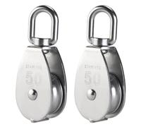 GALPADA Lot de 2 Poulies Simples en Acier Inoxydable 304, Modèle Standard, Poulie de Levage à Gorge en U Robuste pour Câble et Corde, Système de Traction Industriel, Usage Domestique