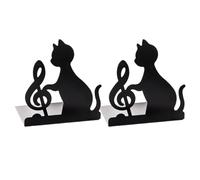 GALPADA Lot de 2 Serrage-Livres Noirs Motif Chat en Plastique Solide, Support Pratique pour Livres et Dossiers, Organiseur de Bureau pour Bureau et Salle de Classe