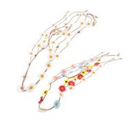 GALPADA Lot De 2 Serrage-tête Hippie à Fleurs Marguerites, Taille Unique, Bandeaux Fleuris Réglables, Accessoires Pour Cheveux Femmes Et Filles, Style Bohémien, Usage Quotidien Et Fêtes