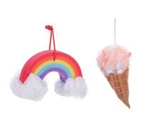 GALPADA Lot de 2 Set de Éponges Glace Arc-en-ciel, Accessoires de Bain Exfoliants en Luffa Réutilisables, pour Gommage Corporel et Soins Bébé, Couleurs Pastel, Texture Douce et Moelleuse