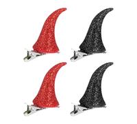 GALPADA Lot de 2 set de Paires d'Épingles à Cheveux en Corne de Bœuf Rouge et Noir Paillettes Accessoires Halloween Unisexes Pinces Décoratives Originales pour Fête et Déguisement