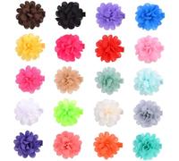 GALPADA Lot De 20 Barrettes à Cheveux Fleurs Pour Filles Petites, 6 Cm, Tissu Chiffon Unicolore, Accessoires Légers Pour Garçon Et Filles Et Tout-petits, Usage Quotidien