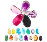 GALPADA Lot de 20 Pendentifs en Tranches D’Agate Naturelle Multicolores 30-50 MM Trou pour Bijoux DIY Breloques en Pierre Précieuse Irrégulière Décorations Suspendues Artisanales