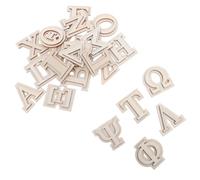 GALPADA Lot de 24 Lettres Grecques en Bois Beige à Double Couche, Lettres Décoratives Rustiques pour Projets DIY et Loisirs Créatifs, Peinture et Art Mural