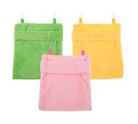 GALPADA Lot de 3 Lits Suspendus pour Petits Animaux - Hamac Doux et Respirant en Tissu - Hamac pour Hamster, Rat et Planeur de Sucre - 24,4 X 16,5 Cm - Vert, Jaune et Rose - Fixation