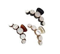 GALPADA Lot de 3 Pinces à Cheveux Vintage Rondes en Imitation Coquillage Accessoires Légers et Solide Griffes à Mâchoire pour Femmes Fixation des Mèches Rebelles Couleur Aléatoire