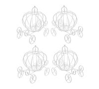 GALPADA Lot de 4 Boîtes à Bonbons Carrosse Citrouille Blanches en Fil de Fer, Décoration Centre de Table Mariage Vintage, Coffrets Présents Métalliques pour Fête Princesse et Anniversaire