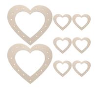 GALPADA Lot de 4 Couronnes en Bois Brut Forme Cœur 33x29 Cm, 8 Pièces pour Décoration Murale, Cadre Guirlande DIY pour Porte D’entrée, Fêtes Saint-Valentin, Mariage, Noël, Loisirs