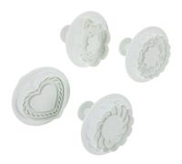 GALPADA Lot de 4 Emporte-pièces en Abs pour Biscuits, Formes Cœur, Feuille Éventail et Fleur, Légers et Décoratifs, pour Pâtisserie DIY et Réunions Festives