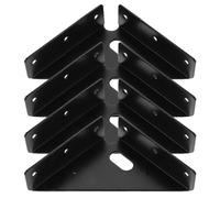 GALPADA Lot de 4 Équerres D’angle Robustes 90° en Acier Épais Noir Mat, Grand Format, Supports D'étagères Domestiques pour Armoires, Fixation Renforcée Cuisine et Salle de Bain, Supports
