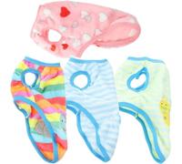 GALPADA Lot de 4 Gilets D’Hiver en Flanelle pour Petits Chiens sans Manches Motifs Cœur Chenille Cheval à Bascule et Escargot Taille L Vêtements Chauds et Confortables pour Chiens