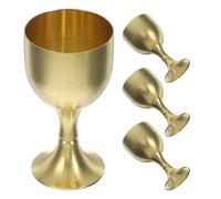 GALPADA Lot de 4 gobelets calice vintage antiques : gobelet calice doré, coupe de communion, coupe sacrée d'église, fournitures rituelles d'autel en cuivre