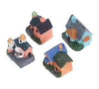 GALPADA Lot de 4 Mini-Maisons en Résine pour Micro-Paysage Décorations de Village Miniature de Campagne Européenne Ornements de Jardin Féerique Accessoires pour Maison de Poupée