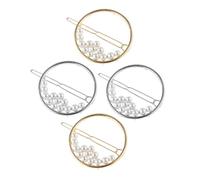 GALPADA Lot de 4 Pinces à Cheveux Rondes en Alliage Creuses, Barrettes Décoratives en Perles, Taille Moyenne, pour Filles et Femmes, Usage Quotidien et Fêtes, Couleurs Or et Argenté