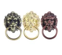 GALPADA Lot de 4 Poignées de Porte en Alliage Petite Taille Finition Cuivre Brossé Design Tête de Lionceau avec Anneaux Poignées de Tiroir et Placard pour Meubles Cuisine et Armoire