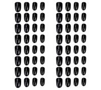 GALPADA Lot de 4 Sets de Faux Ongles Noirs à Coller, Couverture Complète, Taille Moyenne, pour Femmes et Filles, Stickers Gel Ongle Uv, Kit Manucure, Onglerie Diy, Usage Mariage et Fête