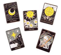 GALPADA Lot de 5 Broches en Alliage Émaillé Cartes de Tarot, Épingles Décoratives pour Vêtements Femmes, Accessoires Mode pour Paquet à Dos, Vestes et Costumes, Présent Original