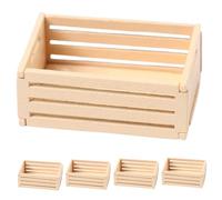 GALPADA Lot de 5 Caisses à Lait Miniatures en Bois de Pin, Paniers de Rangement Décoratifs pour Maison de Poupée, Accessoires Cuisine Miniature, Mini Caisses Décoratives Réalistes