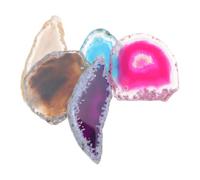 GALPADA Lot de 5 Pendentifs Agate Naturelle Trou pour Création de Bijoux, Tranches D'agate Élégantes et Lumineuses, pour Colliers et Festivals