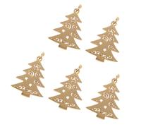 GALPADA Lot de 5 Pendentifs Sapin de Noël en Acier Inoxydable Doré Petits Accessoires DIY pour Création de Bijoux Breloques à Suspendre pour Bracelets et Porte-Clés de Fête