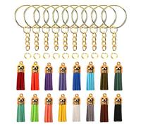 GALPADA Lot de 50 Sets de Sets de Porte-clés en Métal avec Pendentif Pompon en Cuir Or, Décoration de Paquet et Organiseur de Trousseau de Clés pour Bricolage Couleur Couleur Aléatoire