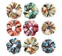 Galpada Lot de 6 chouchous élastiques à cheveux à motif floral français avec imprimés tropicaux en 3D pour filles et femmes, convient pour les voyages et un usage quotidien