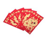 GALPADA Lot De 6 Enveloppes Rouges Pour La Fête Du Printemps Motif Dragon Pour La Révélation De L'Année Nouvelles Enveloppes Rouges À Pochette Thème Lunaire Zodiaque Du
