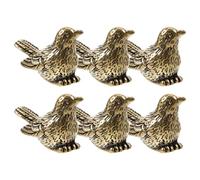 GALPADA Lot de 6 Figurines D’Oiseaux Miniatures Vintage en Laiton Doré Petites Statues Rétro 4 CM pour Décoration Intérieure Bureau Salon Ornements Décoratifs Moineaux Anciens et