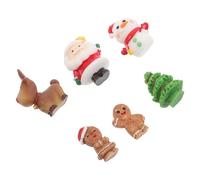 GALPADA Lot de 6 Figurines Miniatures de Noël en Résine Sapin Bonhomme ’Épice Père Noël Bonhomme de Neige et Rennes Décoration Festive pour Gâteau Cheminée et Jardin Féerique Accessoires