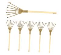 GALPADA Lot de 6 Mini Râteaux à Cendres en Fer Doré 7 Dents Décoration Maison de Poupée Accessoires Jardinage Miniature Ornement Bureau et Autel Décoratif Outils Décoratifs
