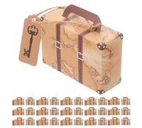 GALPADA Lot de 60 Mini Boîtes à Dragées de Valise Vintage en Papier Kraft Blanc et Kraft, Décoratives et Portables pour Showers et Voyages D'affaires