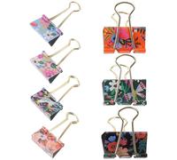 GALPADA Lot de 7 Pinces à Reliure Mini Imprimées, 1,26 Pouces, Clips Métalliques Noirs et Argentés, pour Organisation de Dossiers et Usage Bureau