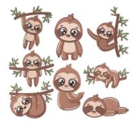 GALPADA Lot de 8 Écussons Brodés Paresseux Thermocollants Coudre Motifs Animaux pour Vêtements Paquet à Dos Chapeaux et Chaussures Décorations Polyvalentes et Réparations Faciles