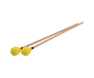 GALPADA Maillets de Percussion Paire Polyvalente en Bois pour Xylophone Manche en Érable et Tête Recouverte de Fil Jaune, Prise Stable pour Répétition en Ensemble Scolaire